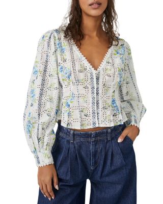 Free People - Blossom Cotton Eyelet Cropped Shirt