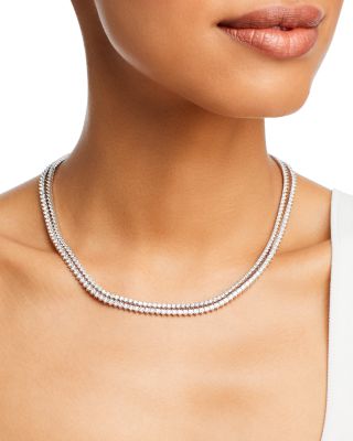 Certified Colorless Diamond Classic Tennis Necklace in 14K White Gold, 7.0 tcw  
