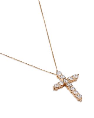 Diamond Cross Pendant Necklace in 14K Yellow Gold, 2.0 tcw