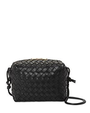 Bottega Veneta Small Loop Camera Intrecciato Leather Crossbody Bag In Black/gold