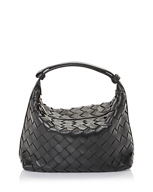 Bottega Veneta Wallace Mini Leather Shoulder Bag In Black/gold