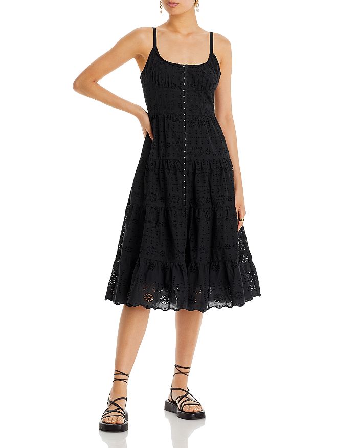 AQUA Cotton Eyelet Midi Dress 100 Exclusive Bloomingdale s