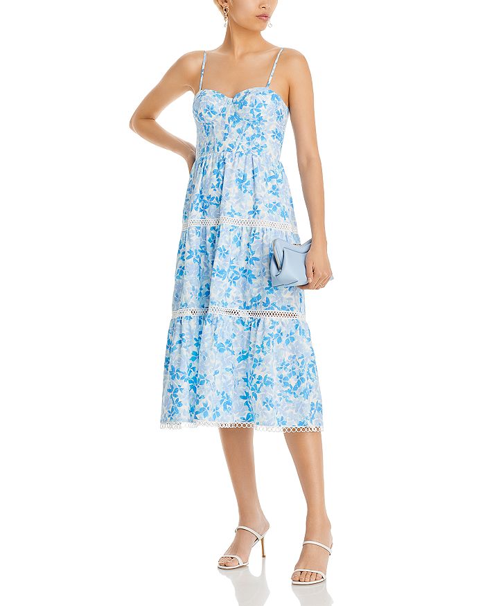 AQUA Sleeveless Bustier Tiered Midi Dress - 100% Exclusive | Bloomingdale's