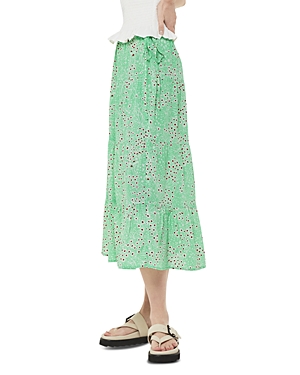 Shop Whistles Daisy Meadow Tie Side Skirt In Green/multi