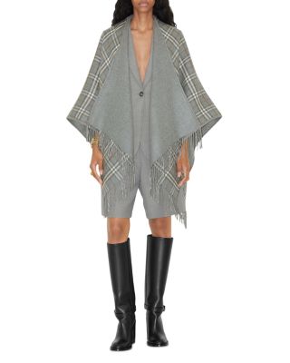 Check Wool Reversible Cape