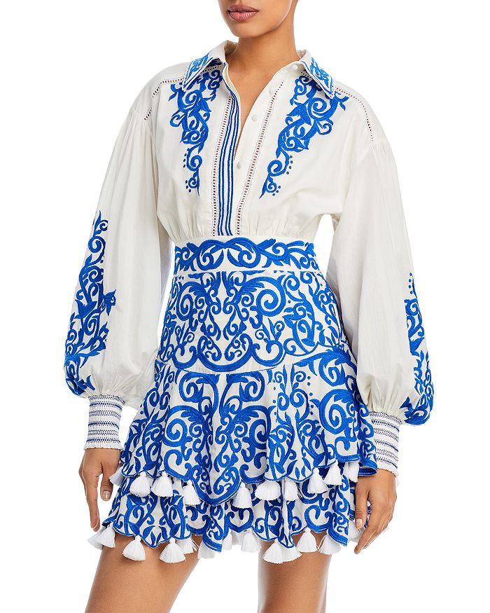 Alice and Olivia Loryn Embroidered Mini Shirt Dress | Bloomingdale's