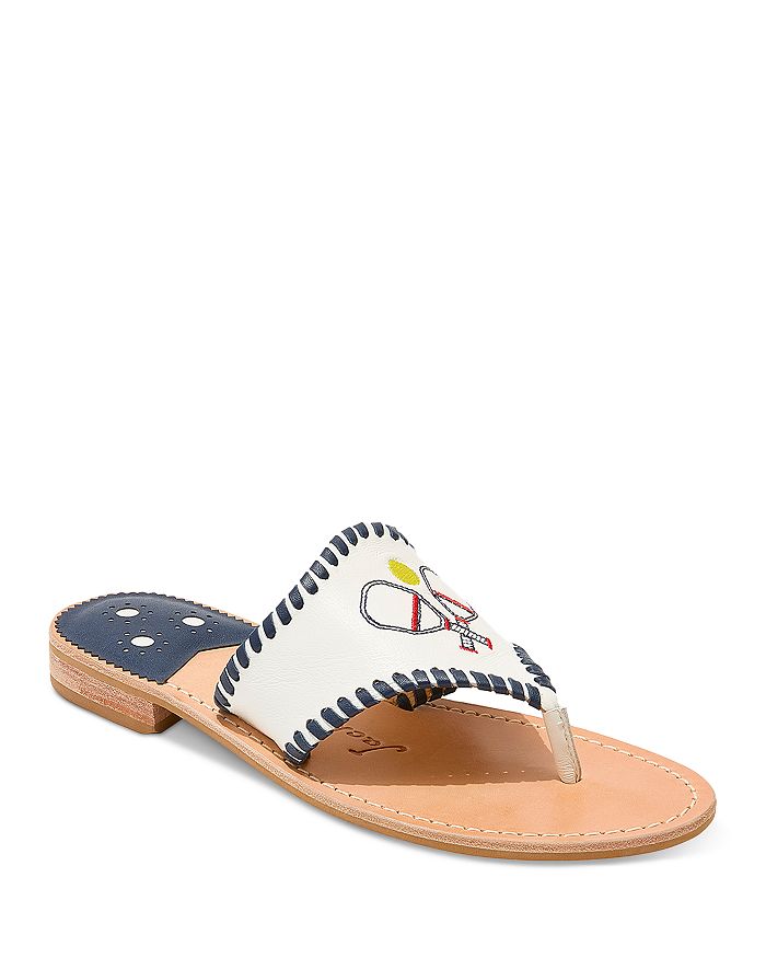 Jack Rogers Women's Embroidered Pickleball Thong Sandals Bloomingdale's