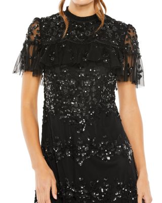 Sequined High Neck Midi Dress