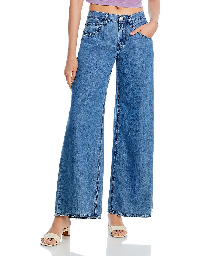 FRAME Le Mid Rise Wide Leg Jeans in Happy Indigo | Bloomingdale's