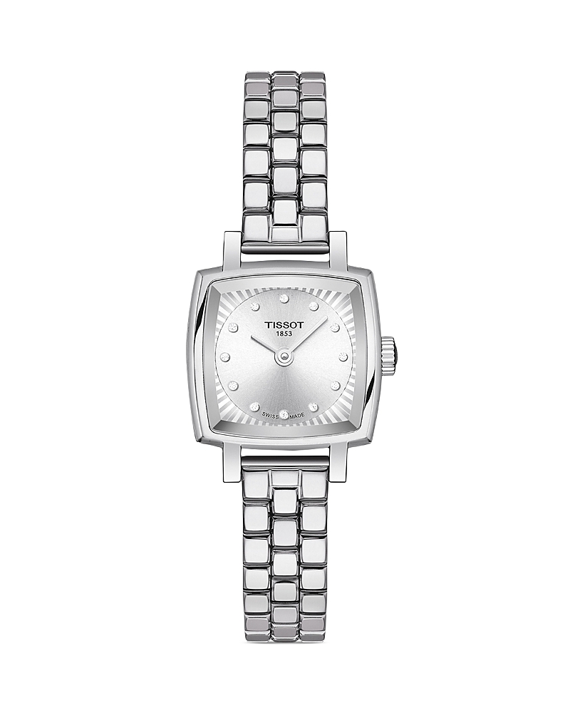 Tissot Women's Swiss Lovely Square Diamond Accent Stainless Steel Bracelet Watch 20mm In Silver