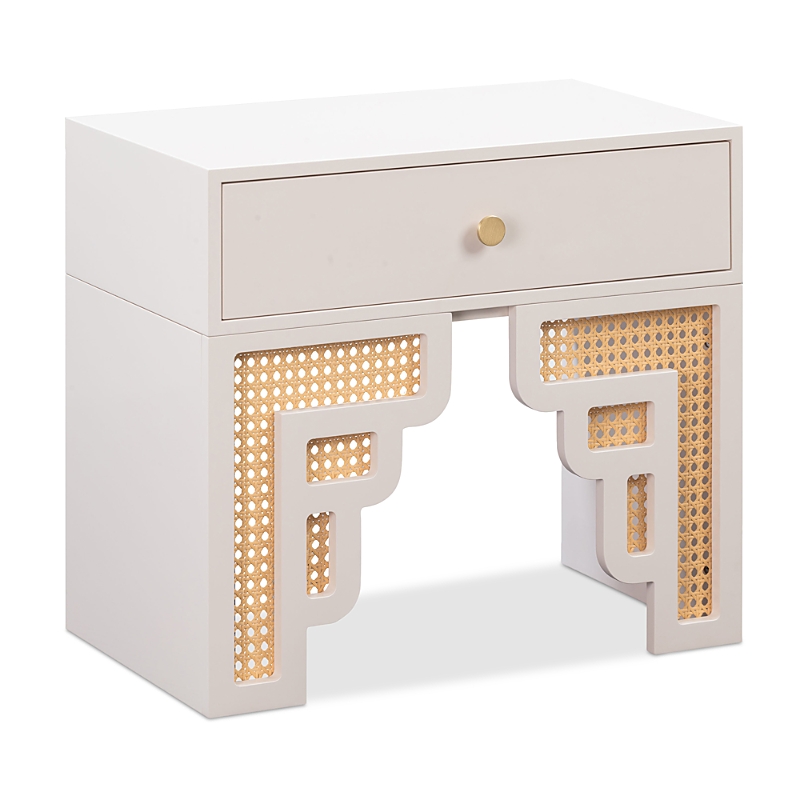 Tov Furniture Suzie Rattan Nightstand In Cream