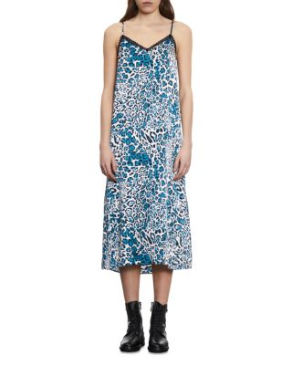 The Kooples Printed Silk Lace Trim Slip Dress