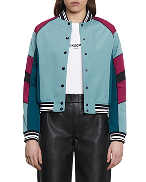 The Kooples Colour Blocked Jacket In Green