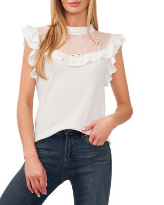 CeCe - Ruffle Mock Neck Top