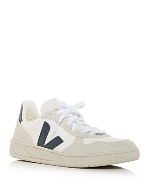 Shop Veja Women's V-10 Low Top Sneakers In White/nautico
