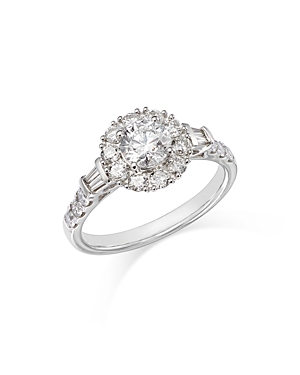Bloomingdale's Diamond Round & Baguette Halo Ring in 14K White Gold, 1.50 ct. t.w.