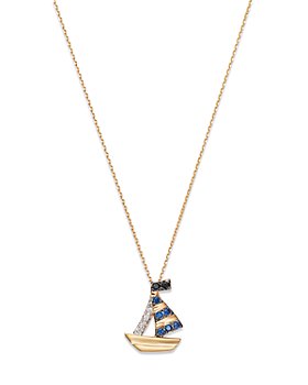 Bloomingdale's Diamond & Sapphire Glass Clover Pendant Necklace in
