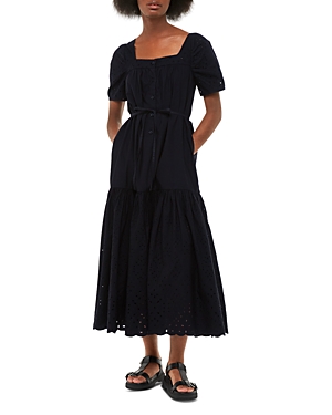 Whistles Broderie Cotton Trapeze Dress In Black