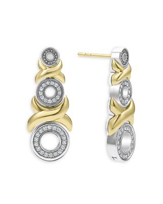 18K Yellow Gold & Sterling Silver Embrace Diamond XO Graduated Drop Earrings