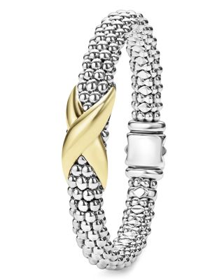 18K Yellow Gold & Sterling Silver Embrace X Caviar Bead Link Bracelet