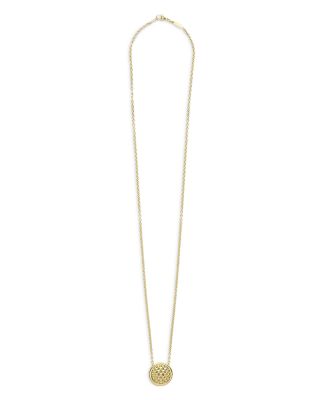 18K Yellow Gold Meridian Caviar Bead Circle Pendant Necklace, 16-18"