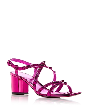 Valentino Garavani Women's Slingback Block High Heel Sandals In Pink Mirror