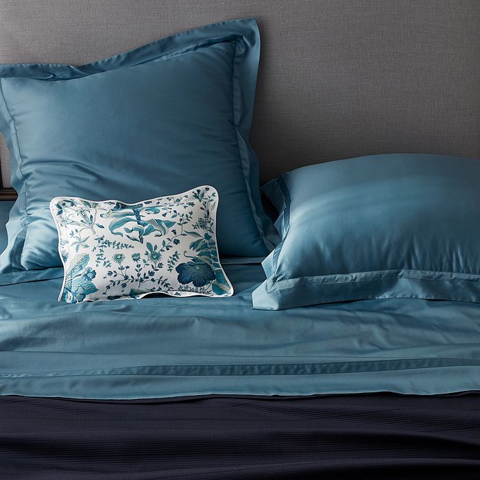 Shop Matouk Nocturne Sateen Fitted Sheet, Queen In Steel Blue
