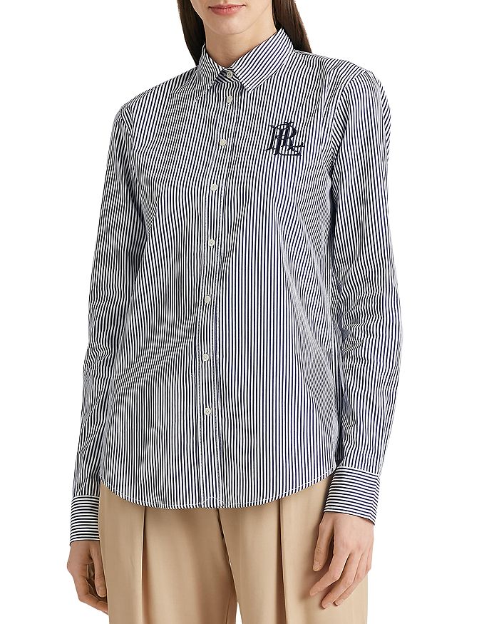 Ralph Lauren Cotton Long Sleeve Embroidered Logo Shirt | Bloomingdale's