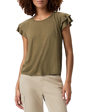 Paige Linnea Ruffle Sleeve Tee In Army