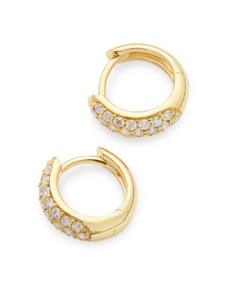 Diamond Mini Pav&eacute; Hoop Earrings in 14K Yellow Gold, 0.35 tcw