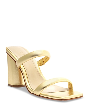 Shop Schutz Women's Ully Lo Square Toe Slip On Sandals In Ouro Claro
