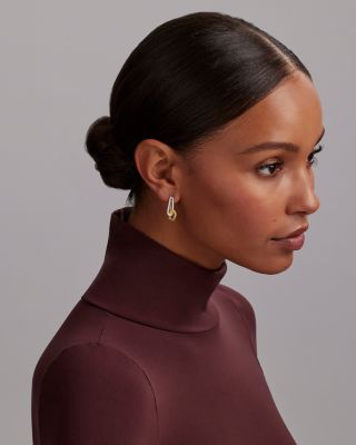 18K Yellow Gold & Sterling Silver Caviar Lux-Clip Diamond Hoop Earrings - Exclusive