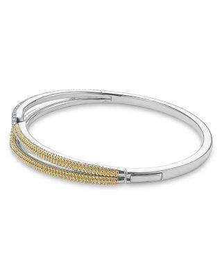 18K Yellow Gold & Sterling Silver Caviar Lux Clip Diamond Bangle Bracelet - Exclusive