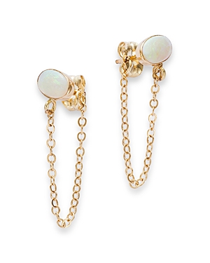 Bloomingdale's Opal Chain Drop Earrings In 14k Yellow Gold In White/gold