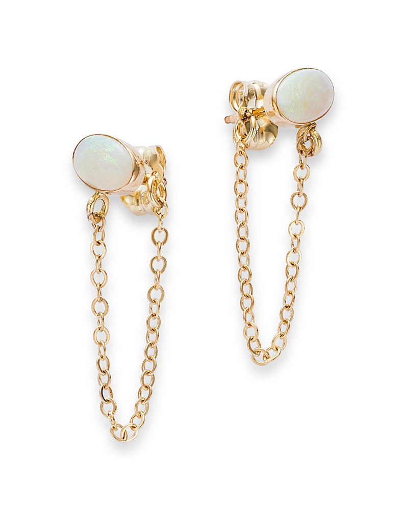 Bloomingdale's Fine Collection Opal Chain Drop Earrings in 14K Yellow Gold
