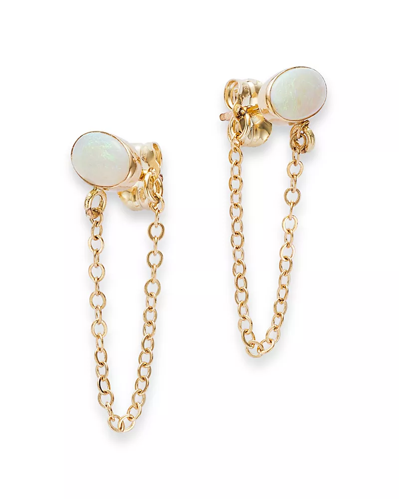 Bloomingdale's Fine Collection Opal Chain Drop Earrings in 14K Yellow Gold
