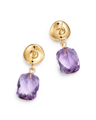 Amethyst Drop Earrings in 14K Yellow Gold