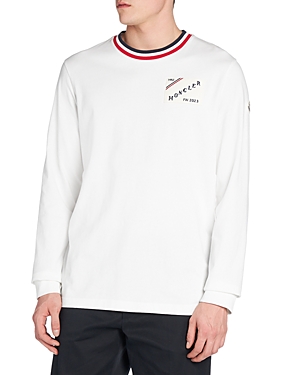 Shop Moncler Long Sleeve Crewneck Graphic Tee In White