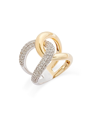 Bloomingdale's Diamond Pave Interlocking Ring In 14k Yellow & White Gold, 1.0 Ct. T.w. In White/gold