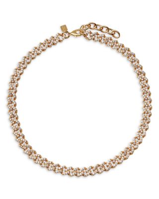 Crystal Haze Jewelry Pave Mexican Chain Link Collar Necklace in 18K Gold Plated, 16