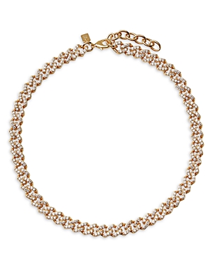 Crystal Haze Jewelry Jewelry Pave Mexican Chain Link Collar Necklace In 18k Gold Plated, 16