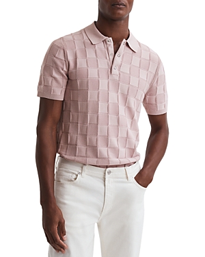 Reiss Blaze Cotton Polo Shirt In Soft Pink