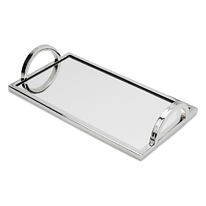 Shop Classic Touch 12l Rectangular Mirror Tray In Silver
