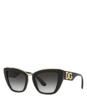 Dolce & Gabbana Cat Eye Sunglasses, 54mm In Black/gray Gradient