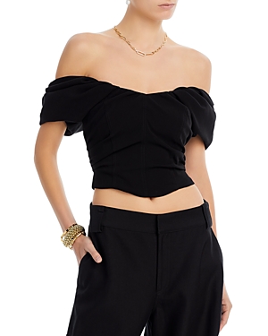 A.l.c Nora Off-the-shoulder Puff-sleeve Corset Top In Black