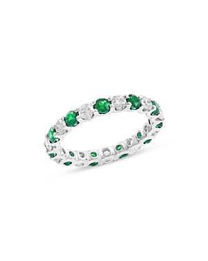 Bloomingdale's Emerald & Diamond Eternity Band In 14k White Gold - 100% Exclusive In Green/white