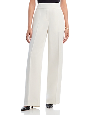Hugo Boss Relaxed-fit High-waisted Trousers With Wide Leg In Open White
