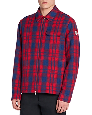 Shop Moncler Long Sleeve Zip Front Shirt Jacket In Red
