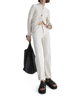 Dre Featherweight Low Rise Ankle Straight Jeans in Ecru