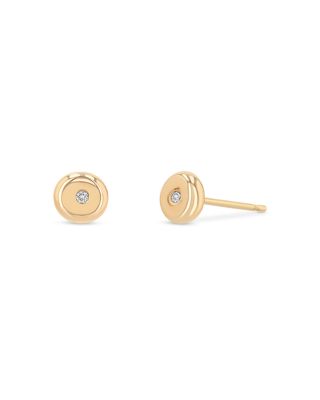 Zoe Chicco 14K Yellow Gold Bezel Diamonds Diamond Accent Disc Stud Earrings